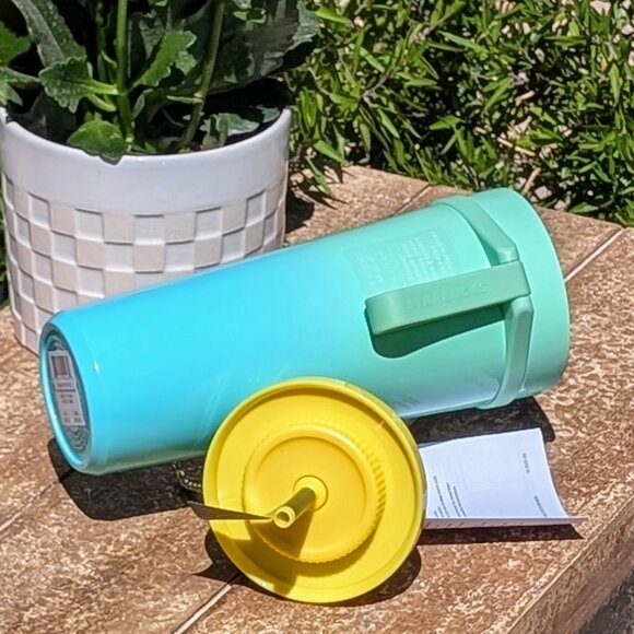 NWT Starbucks Summer 2025 Ocean Green Blue SS Carry Loop Leak Proof Tumbler - Picture 8 of 8